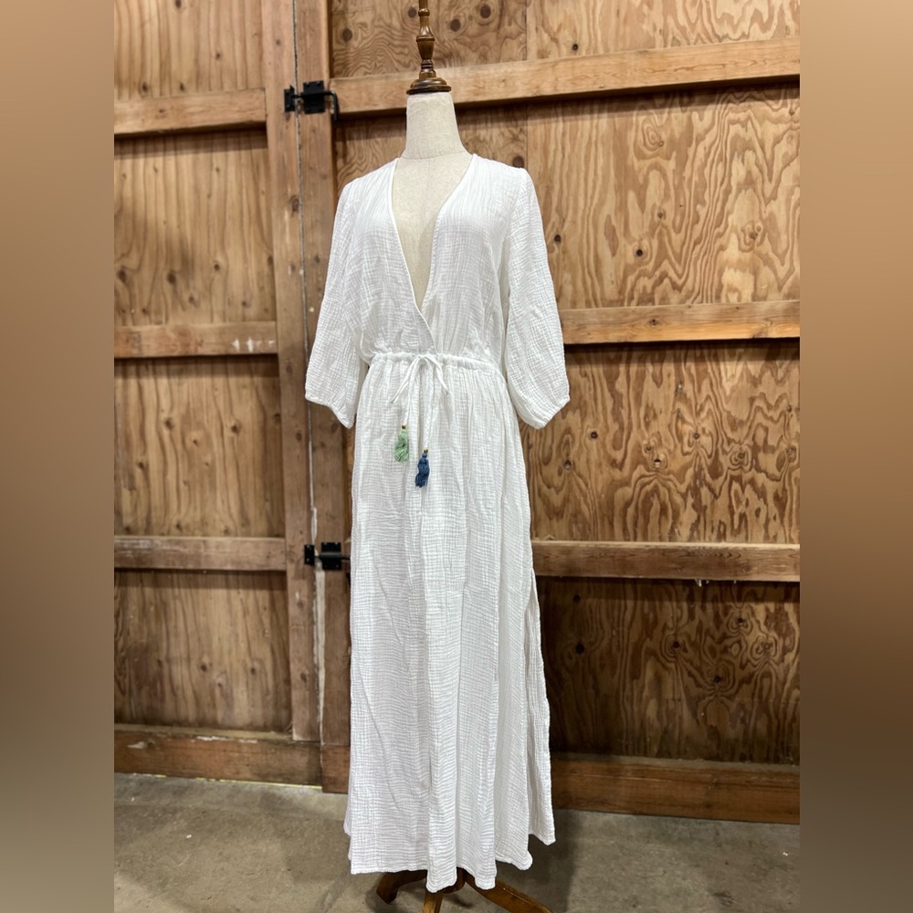 BIRD & KNOLL ALEJANDRA MAXI DRESS Gauzy Resortwear Vacation Lougewear Size Large